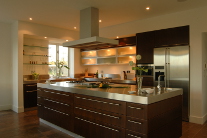 Modern Kitchen with walnut veneer fronts